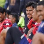 Ilham Udin Armaiyn beristirahat di sela latihan bersama tim Malut United FC/INSTAGRAM MALUT UNITED FC