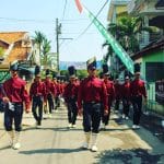 Marching band Bahana Swara MA Saafiyah Kajen memeriahkan acara jaan sehat dan napak tilas pendiri Madrasah Salafiyah Kajen.