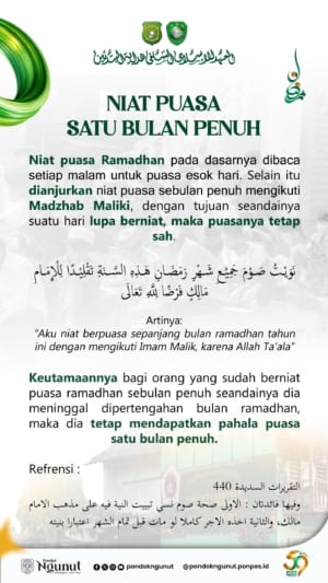 Niat puasa selama sebulan penuh.