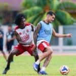 Penyerang Persijap Jepara Carlos Franca bersama Yakubu. (PERSIJAP OFFICIAL)