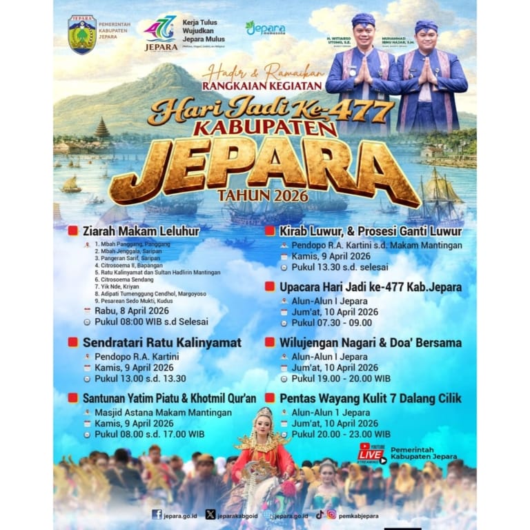 Peringati Hari Jadi ke-477, Kabupaten Jepara Gelar Deretan Kegiatan Budaya dan Keagamaan