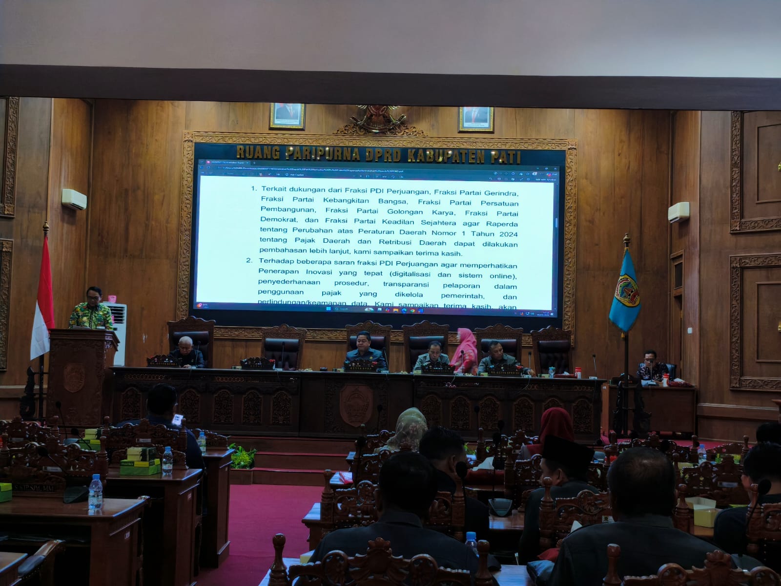 DPRD Pati Gelar Sidang Paripurna, Bahas Penyesuaian Perda Pajak dan Retribusi Daerah Mengikuti Aturan Pemerintah Pusat